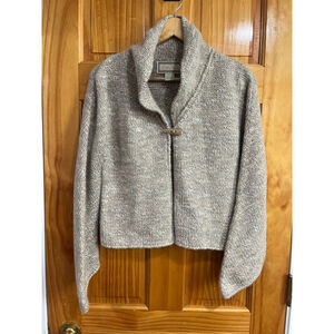 Mira Flores Alpaca Knit Cardigan Togle Oatmeal Soft Lounge Cozy Size XS